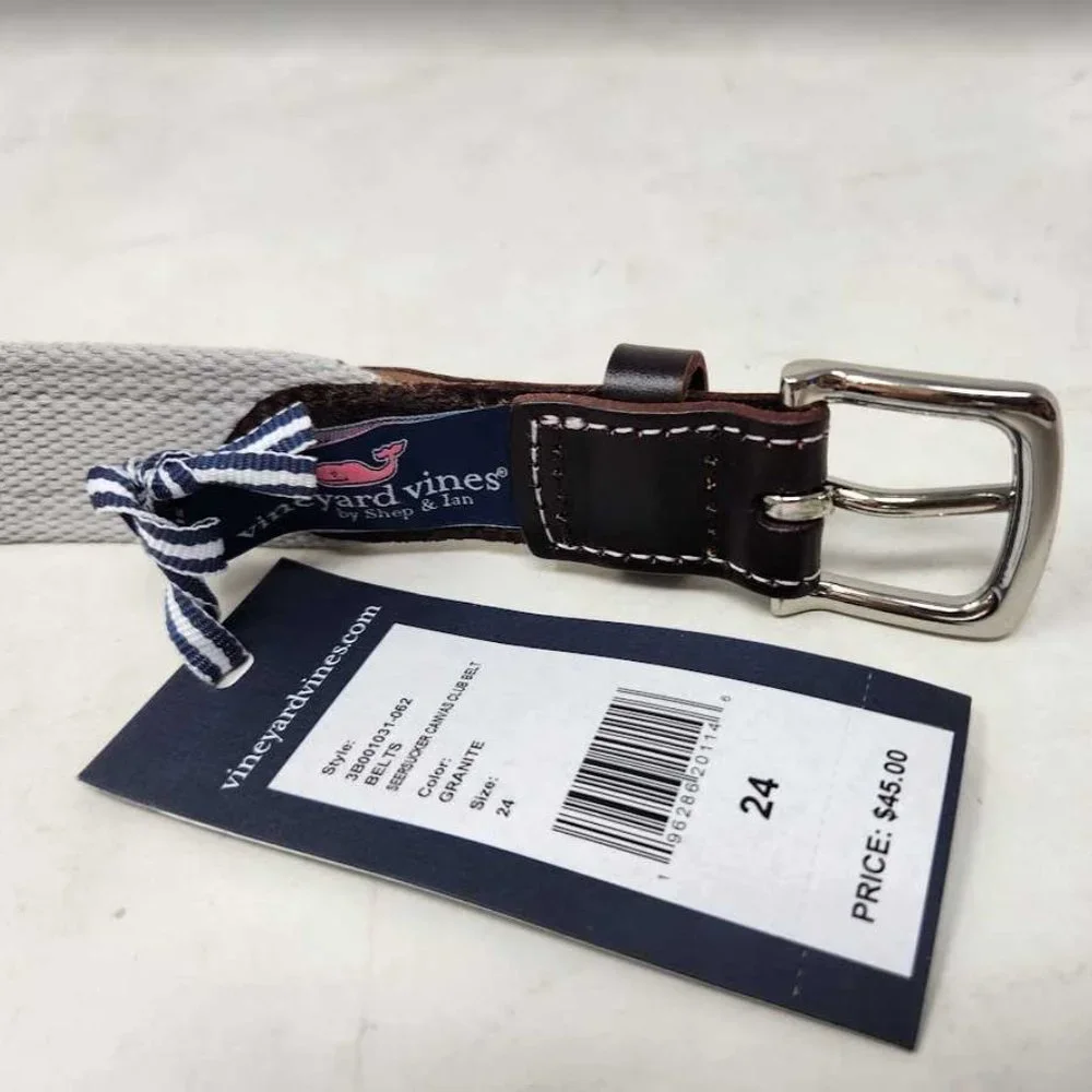 New boys 26 Vineyard Vines seersucker canvas club belt